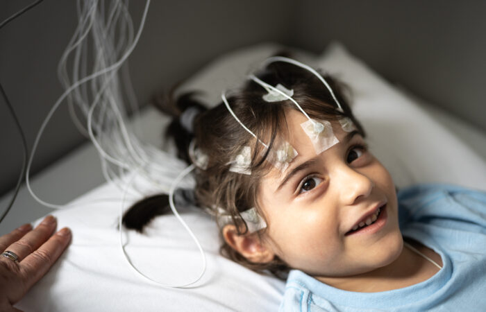 Boy listening the doctor before polysomnography (sleep study)